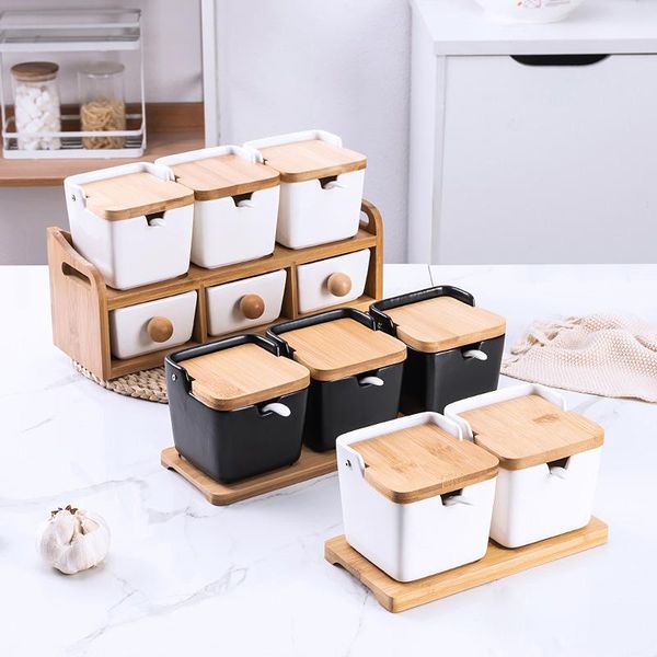 storage bottles & jars 6pcs black white bamboo ceramic salt food container kitchen refrigerator multigrain tank sealed spice jar
storage bottles & jars 6pcs black white bamboo ceramic salt food container kitchen refrigerator multigrain tank sealed spice jar