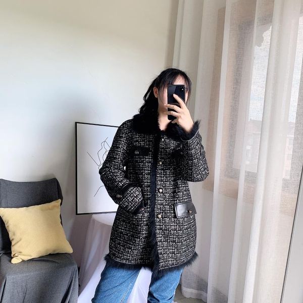 women's fur & faux fall / winter 2021 and one piece retro small fragrance classic temperament collar coat, Black
women's fur & faux fall / winter 2021 and one piece retro small fragrance classic temperament collar coat, Black
