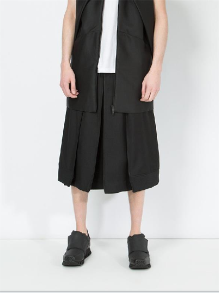 men's shorts spring/summer multi-layer loose culottes youth fashion trend solid color skirt bottom wide side zipper, White;black
men's shorts spring/summer multi-layer loose culottes youth fashion trend solid color skirt bottom wide side zipper, White;black