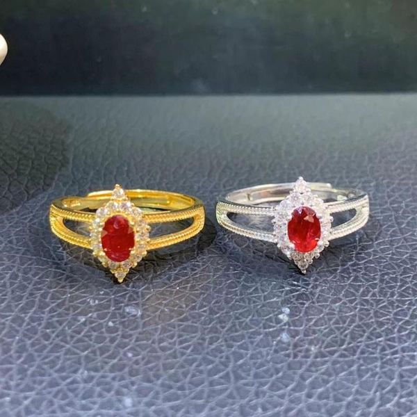 style natural pigeon blood ruby ring 925 silver women's simple and elegant cluster rings, Golden;silver
style natural pigeon blood ruby ring 925 silver women's simple and elegant cluster rings, Golden;silver