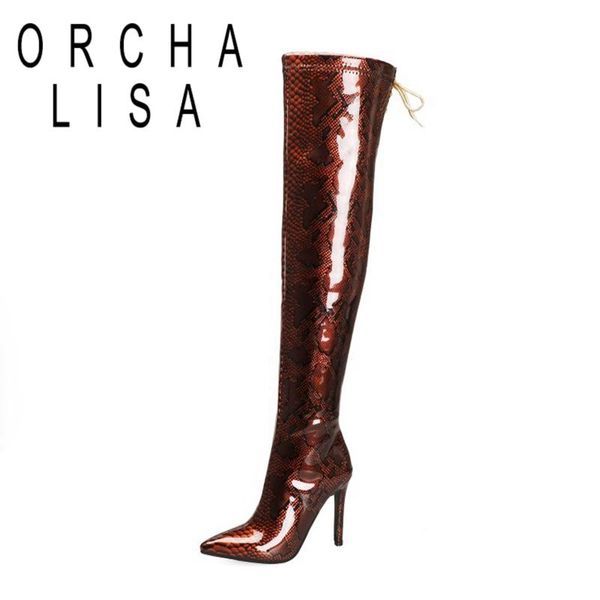 boots orcha lisa woman over knee pointed toe thin high heels patent leather slim zipper cross-tied big size 33-46 casual b1793, Black
boots orcha lisa woman over knee pointed toe thin high heels patent leather slim zipper cross-tied big size 33-46 casual b1793, Black