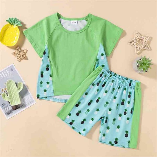 summer children sets short sleeve patchwork green t-shirt print pineapple shorts cute girls boys clothes set 18m-6t 210629, White
summer children sets short sleeve patchwork green t-shirt print pineapple shorts cute girls boys clothes set 18m-6t 210629, White