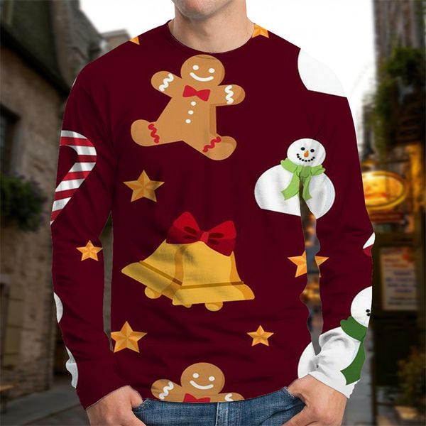 men's christmas doll bell pattern shirt visual impact party fashion round neck sweatshirt, Black
men's christmas doll bell pattern shirt visual impact party fashion round neck sweatshirt, Black