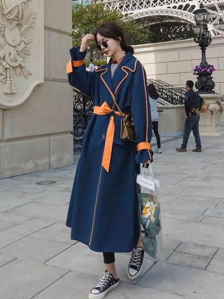 women's trench coats 2021 autumn large wear fat mm thin contrast color splicing windbreaker medium length british style knee coat, Tan;black
women's trench coats 2021 autumn large wear fat mm thin contrast color splicing windbreaker medium length british style knee coat, Tan;black