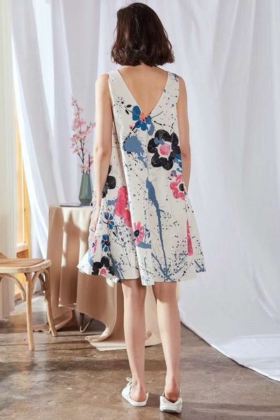 dress 100%cotton summer women v-neck color block flower print pocket patchwork sleeveless a-line white yellow dress lolita, Black;gray
dress 100%cotton summer women v-neck color block flower print pocket patchwork sleeveless a-line white yellow dress lolita, Black;gray