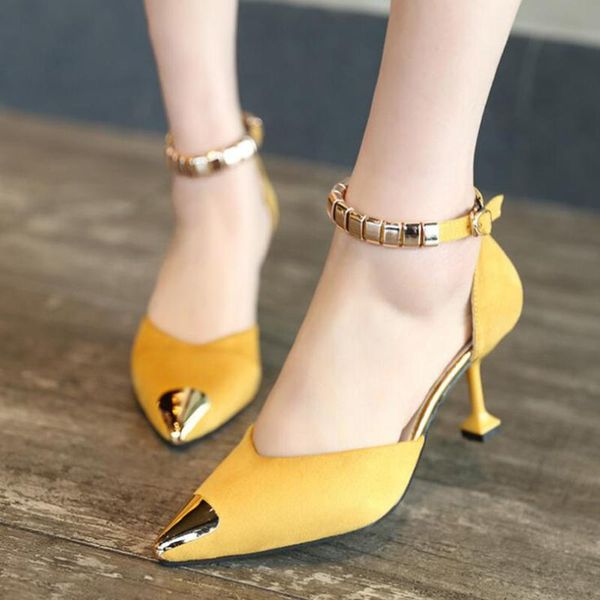 women pumps word buckle hollow suede single shoes thick with pointed toe high heels sandals, Black
women pumps word buckle hollow suede single shoes thick with pointed toe high heels sandals, Black