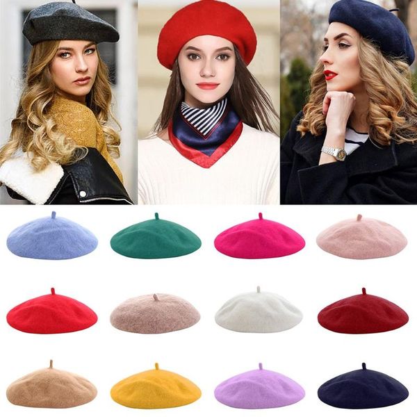 berets female solid color beret hat vintage wool painter flat cap winter warm dome, Blue;gray
berets female solid color beret hat vintage wool painter flat cap winter warm dome, Blue;gray