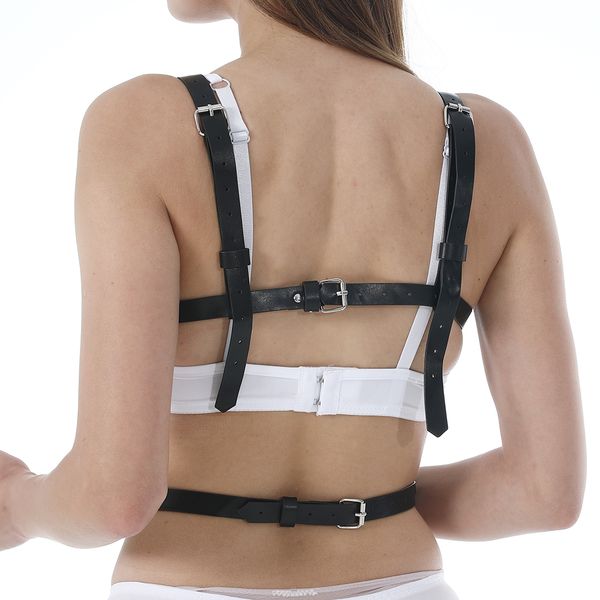 fashion punk cupless bra leather belt harness adjustable body bondage chest straps black studded rivet cropped, Black;white
fashion punk cupless bra leather belt harness adjustable body bondage chest straps black studded rivet cropped, Black;white