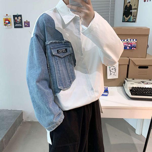 men's casual shirts shirt spring and autumn loose long sleeve trend men's splicing casual ppy9 ldb3, White;black
men's casual shirts shirt spring and autumn loose long sleeve trend men's splicing casual ppy9 ldb3, White;black