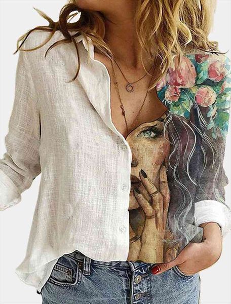 loose retro digital portrait printing women shirts casual button cardigan autumn style ladies blouse ropa de mujer, White
loose retro digital portrait printing women shirts casual button cardigan autumn style ladies blouse ropa de mujer, White
