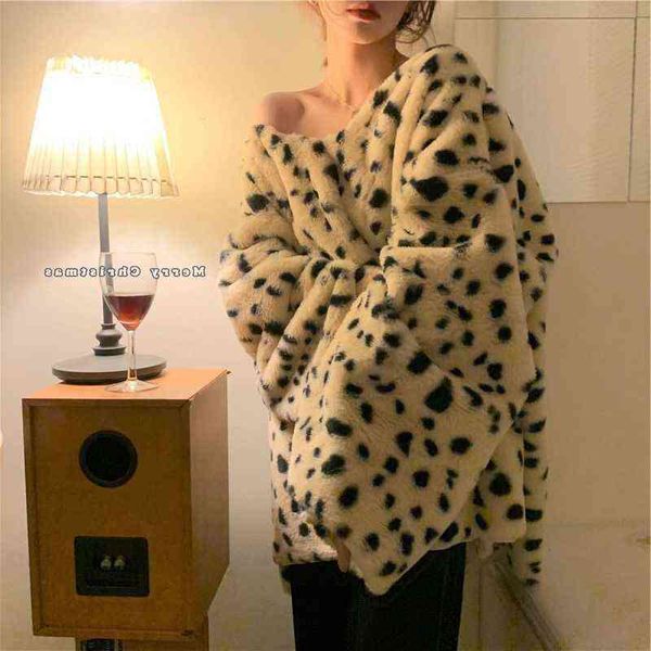 leopard print lamb wool coat women's 2022 autumn and winter plush with imitation rex rabbit environmental protection leather, Black
leopard print lamb wool coat women's 2022 autumn and winter plush with imitation rex rabbit environmental protection leather, Black