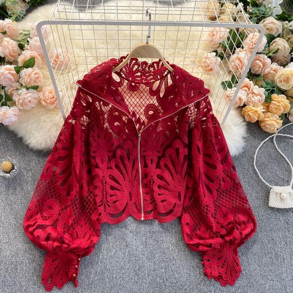 women's blouses & shirts 2021 spring autumn lace hollow out blouse women fashion stand collar casual lantern sleeve short shirt loose f, White
women's blouses & shirts 2021 spring autumn lace hollow out blouse women fashion stand collar casual lantern sleeve short shirt loose f, White
