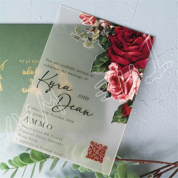 custom frosted acrylic wedding invitations personalized rose printing ins style marriage design multi colors envelopes greeting cards
custom frosted acrylic wedding invitations personalized rose printing ins style marriage design multi colors envelopes greeting cards