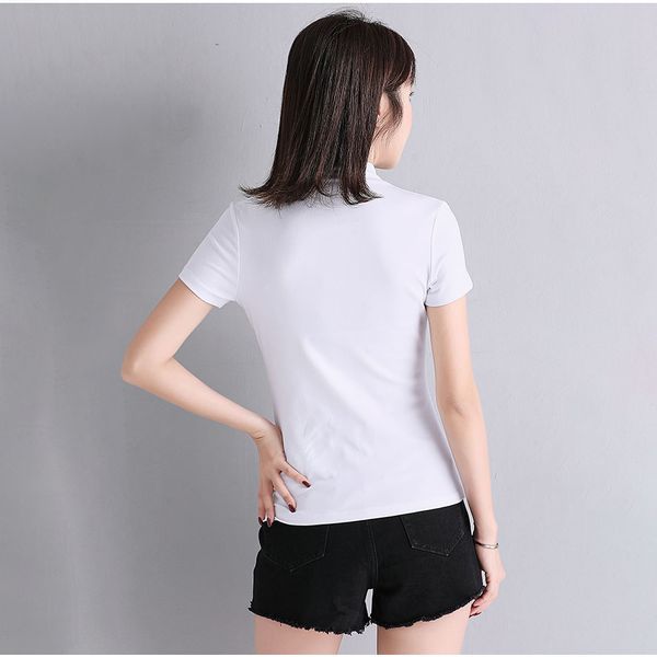 women soft cotton t-shirt turtleneck solid color lady tees short sleeve summer womens clothings all match female t-shirts, White
women soft cotton t-shirt turtleneck solid color lady tees short sleeve summer womens clothings all match female t-shirts, White