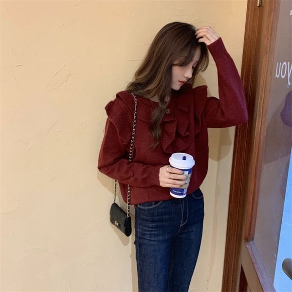 fall/winter korean sweater loose outer wear ruffled pullover lazy chic long-sleeved blouse women gx1365 210507, White;black
fall/winter korean sweater loose outer wear ruffled pullover lazy chic long-sleeved blouse women gx1365 210507, White;black
