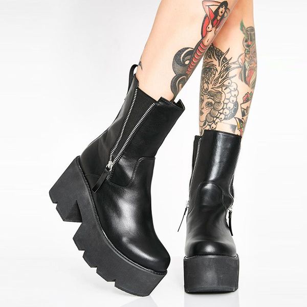 boots 2021 fashion women ankle solid color side zipper casual female platform booties gothic round toe chunky women's, Black
boots 2021 fashion women ankle solid color side zipper casual female platform booties gothic round toe chunky women's, Black