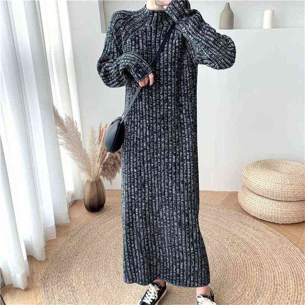 new autumn 2021 long straight mock neck knitted casual dress women korean loose thick sweater dreess elegant female winter trend y1204, Black;gray
new autumn 2021 long straight mock neck knitted casual dress women korean loose thick sweater dreess elegant female winter trend y1204, Black;gray