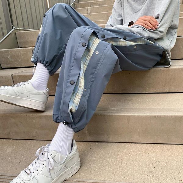 men's pants button autumn loose straight casual ins design sense lattice splicing leggings, Black
men's pants button autumn loose straight casual ins design sense lattice splicing leggings, Black