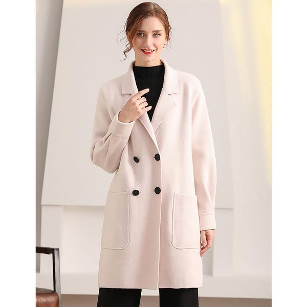 women's wool & blends fashion double-breasted coat winter women long velvet knitted double-sided woollen jacket, Black
women's wool & blends fashion double-breasted coat winter women long velvet knitted double-sided woollen jacket, Black