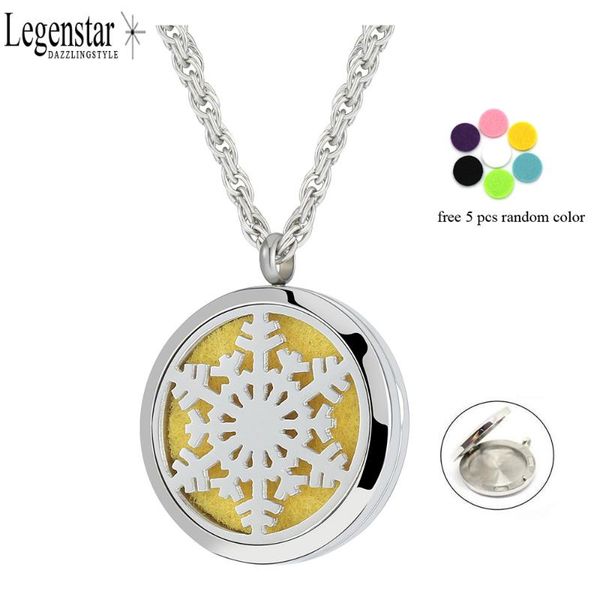 legenstar lockets pendant perfume necklace essential oil diffuser snowflake stainless steel for christmas necklaces, Silver 
legenstar lockets pendant perfume necklace essential oil diffuser snowflake stainless steel for christmas necklaces, Silver