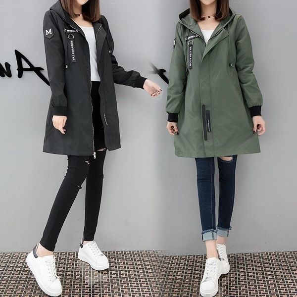 women's trench coats spring and autumn korean medium 2021 long style versatile hooded baseball suit loose windbreaker coat female, Tan;black
women's trench coats spring and autumn korean medium 2021 long style versatile hooded baseball suit loose windbreaker coat female, Tan;black