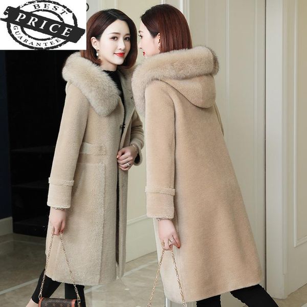 women's fur & faux sheep shearing natural coat women clothes 2021 korean real female jacket large hooded jackets hiver 1201, Black
women's fur & faux sheep shearing natural coat women clothes 2021 korean real female jacket large hooded jackets hiver 1201, Black