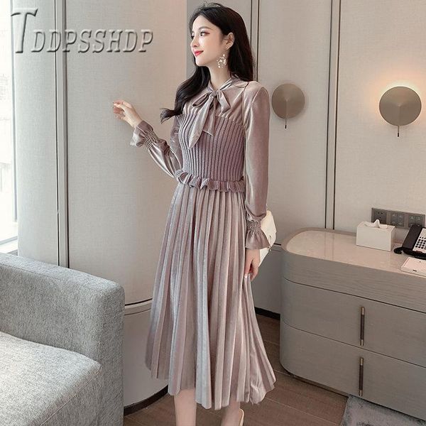 casual dresses 2021 korean patchwork velvet women dress long sleeve autumn winter female bottoming, Black;gray
casual dresses 2021 korean patchwork velvet women dress long sleeve autumn winter female bottoming, Black;gray