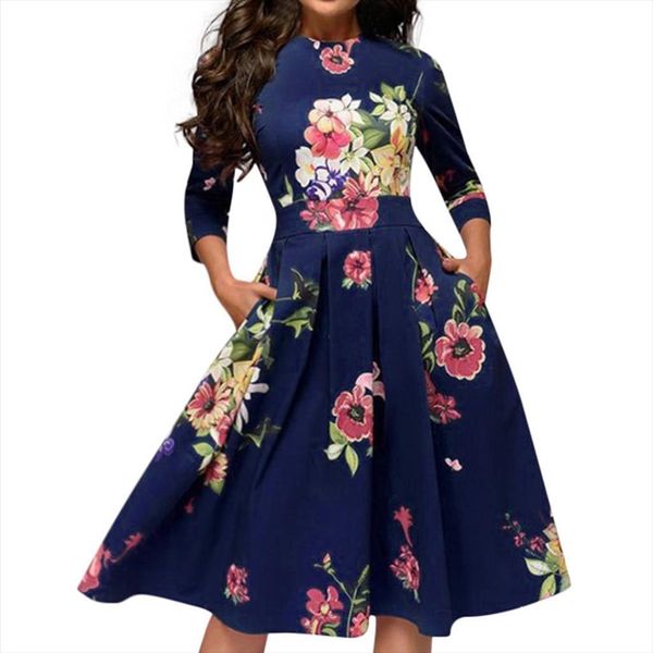 38 autumn casual floral womens dress plus size 3xl elegent a line printing o neck party vestidos de, Black;gray
38 autumn casual floral womens dress plus size 3xl elegent a line printing o neck party vestidos de, Black;gray