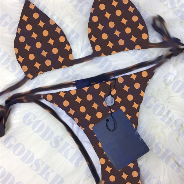 brown womens swimsuit bikini set jacquard letter triangle bikinis outdoor swim wear for female, White;black
brown womens swimsuit bikini set jacquard letter triangle bikinis outdoor swim wear for female, White;black