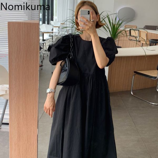 nomikuma korean puff sleeve o-neck dresses causal high waist a-line vestidos femme new sweet solid women dress 6g285 210427, Black;gray
nomikuma korean puff sleeve o-neck dresses causal high waist a-line vestidos femme new sweet solid women dress 6g285 210427, Black;gray