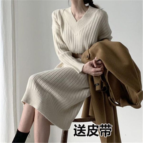 casual dresses lady temperament simple sweater v-neck dress korean autumn and winter women mid-length over-the-knee base t39, Black;gray
casual dresses lady temperament simple sweater v-neck dress korean autumn and winter women mid-length over-the-knee base t39, Black;gray