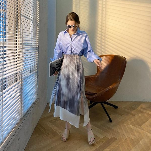 skirts irregular chiffon skirt women's summer 2021 high waist thin color matching vertical stripe split a-line pleated, Black
skirts irregular chiffon skirt women's summer 2021 high waist thin color matching vertical stripe split a-line pleated, Black