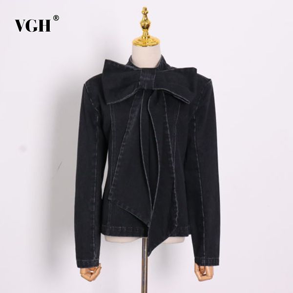 vgh black streetwear denim coat for women bowknot neck long sleeves slim fit zipper casual coats female spring fashion new 210421, Black;brown
vgh black streetwear denim coat for women bowknot neck long sleeves slim fit zipper casual coats female spring fashion new 210421, Black;brown