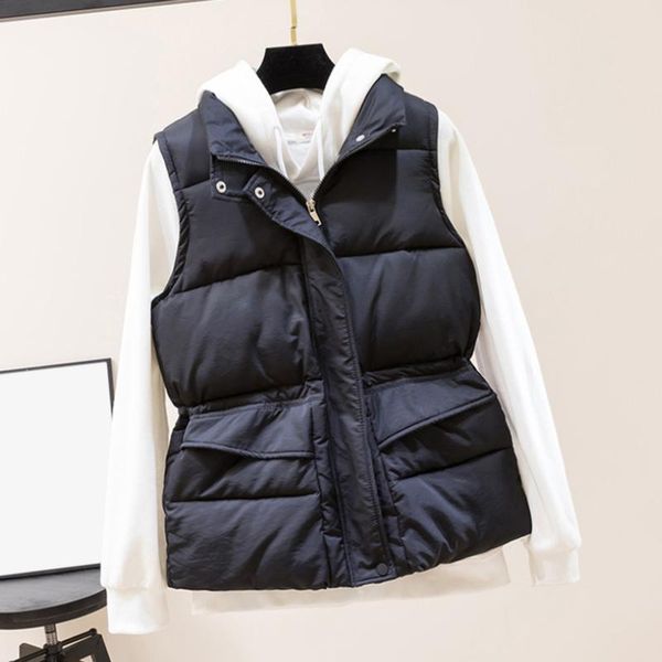 women's vests solid short style vest for women cotton padded winter sleeveless jacket with zipper stand collar casual coats, Black;white
women's vests solid short style vest for women cotton padded winter sleeveless jacket with zipper stand collar casual coats, Black;white