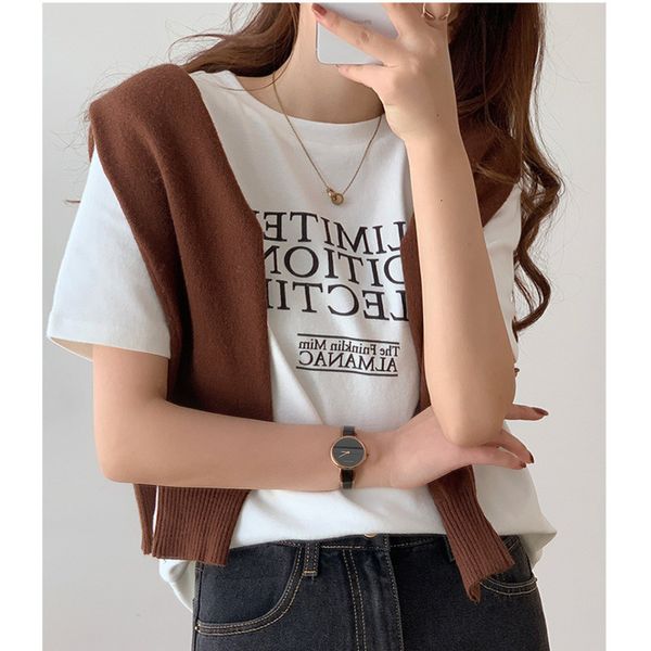 women's t-shirt o neck white english letter short sleevet-shirt summer loose classic cotton t-shirts c0se
women's t-shirt o neck white english letter short sleevet-shirt summer loose classic cotton t-shirts c0se