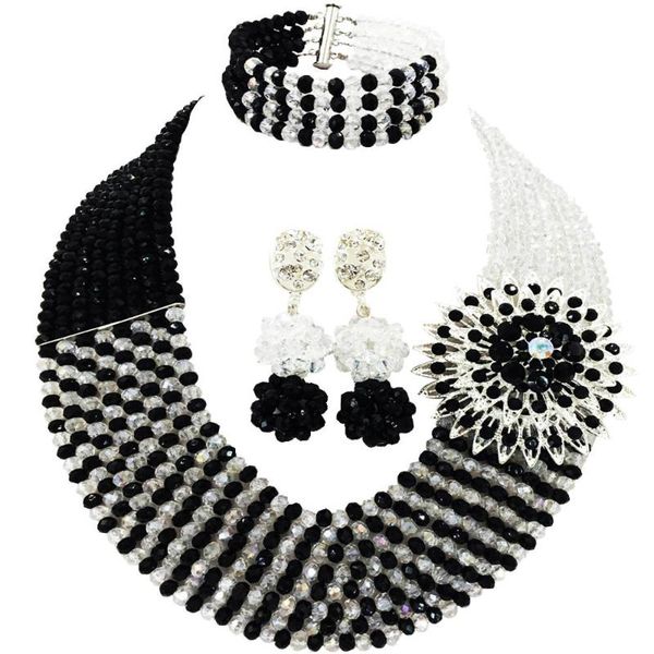earrings & necklace lovely black and clear ab crystal beaded sets nigerian wedding african beads jewelry set for woman 8jbk04, Silver
earrings & necklace lovely black and clear ab crystal beaded sets nigerian wedding african beads jewelry set for woman 8jbk04, Silver