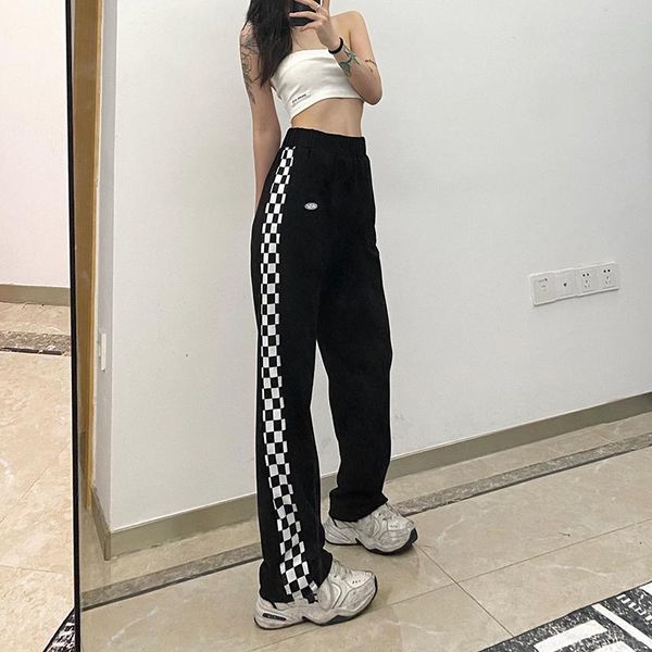 women's pants & capris plaid trousers high waist loose slimming casual party street side grid straight long black clothes streetwear y2, Black;white
women's pants & capris plaid trousers high waist loose slimming casual party street side grid straight long black clothes streetwear y2, Black;white