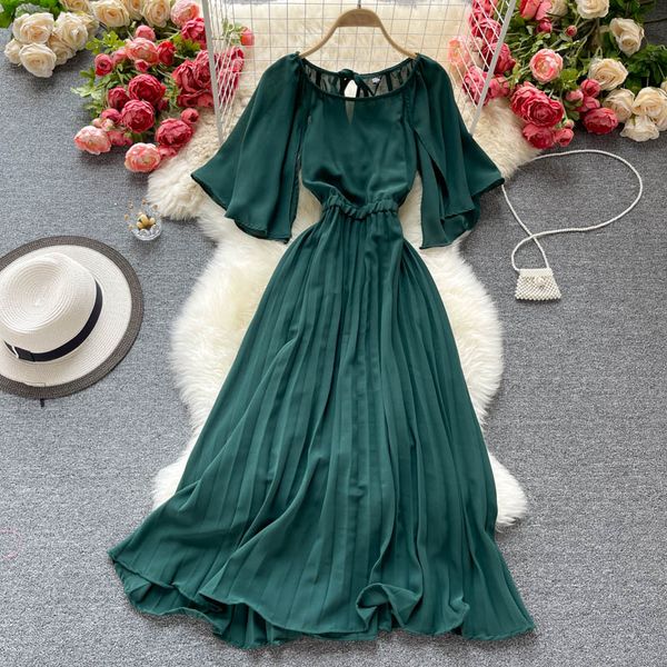 vintage women chiffon pleated dress summer round neck short sleeve high waist green/red/purple draped vestidos female 2021 newswimwear bathi, Black;gray
vintage women chiffon pleated dress summer round neck short sleeve high waist green/red/purple draped vestidos female 2021 newswimwear bathi, Black;gray
