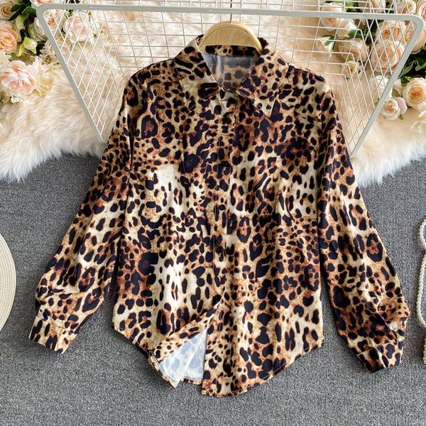 women's blouses & shirts 2021 spring european american style blouse female loose thin lapel leopard print blusa casual long-sleeved shi, White
women's blouses & shirts 2021 spring european american style blouse female loose thin lapel leopard print blusa casual long-sleeved shi, White