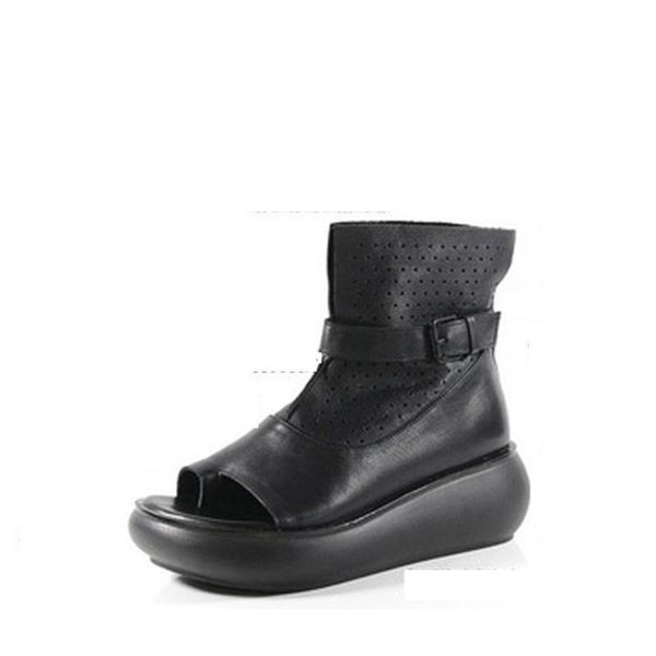 sandals leather handmade shoes for women with thick soles, hollow shoes, cold boots, platform high-boots, Black
sandals leather handmade shoes for women with thick soles, hollow shoes, cold boots, platform high-boots, Black