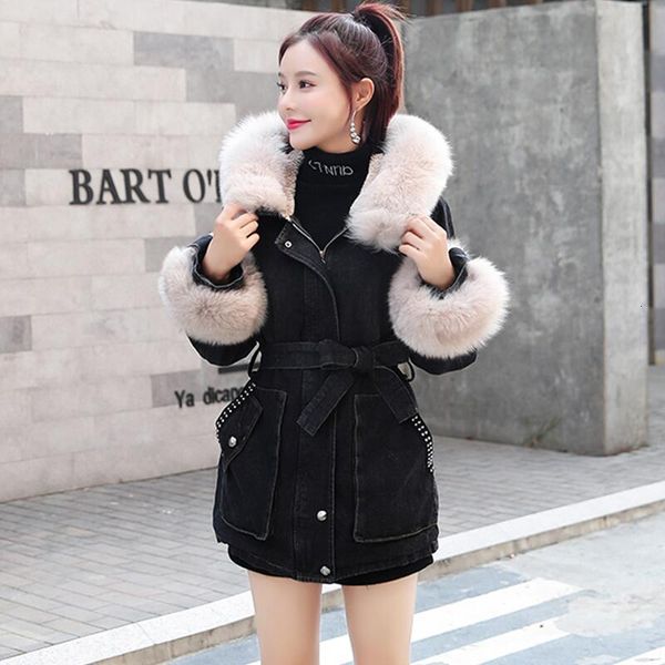 2020 new winter fur coat denim women's jean woman jackets parka longer velvet jacket ladies fashionable coats, Blue
2020 new winter fur coat denim women's jean woman jackets parka longer velvet jacket ladies fashionable coats, Blue