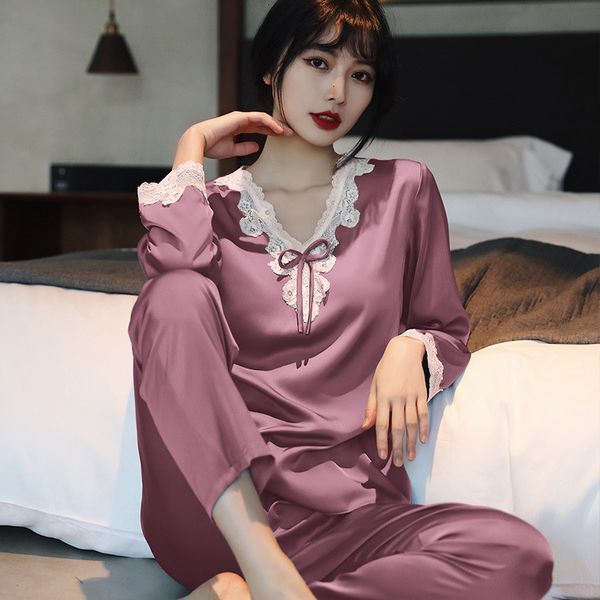 women's sleepwear large size silk satin pajamas for women lace v neck spring summer pijamas set casual elegant pyjamas female, Black;red
women's sleepwear large size silk satin pajamas for women lace v neck spring summer pijamas set casual elegant pyjamas female, Black;red