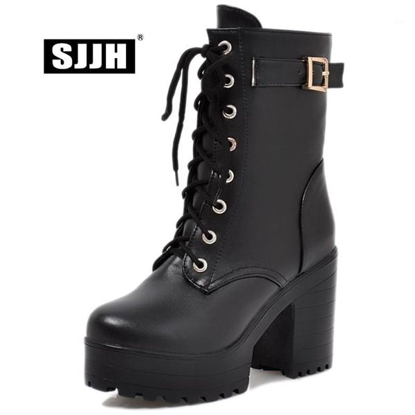 boots sjjh women lace-up with round toe and high block heels mid-calf fashion elegant casual shoes d7651, Black
boots sjjh women lace-up with round toe and high block heels mid-calf fashion elegant casual shoes d7651, Black