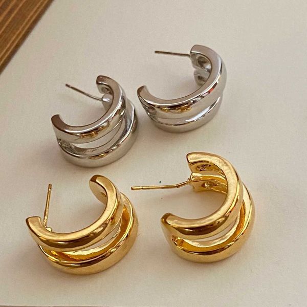 192 french simple gold and silver half circle earrings female personality style earrings inse7-10