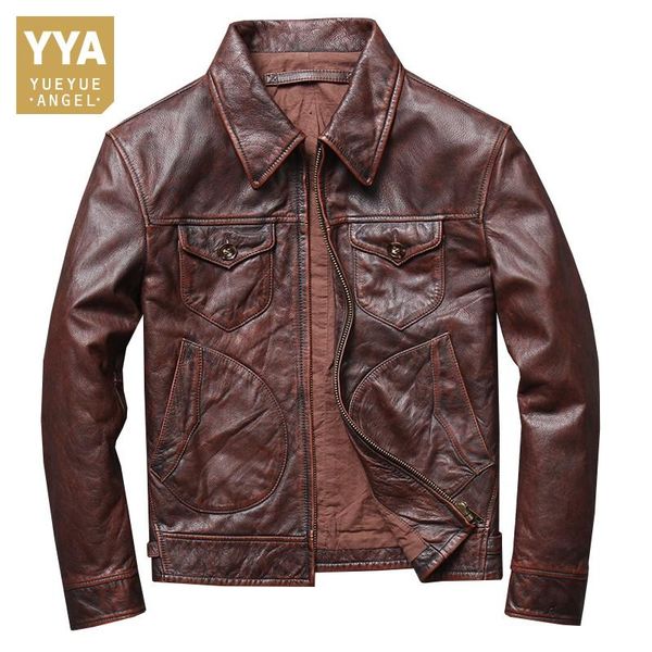 men's leather & faux 2021 autumn mens genuine vintage biker jacket turn-down collar zippers pockets slim japanese style male short coat, Black
men's leather & faux 2021 autumn mens genuine vintage biker jacket turn-down collar zippers pockets slim japanese style male short coat, Black