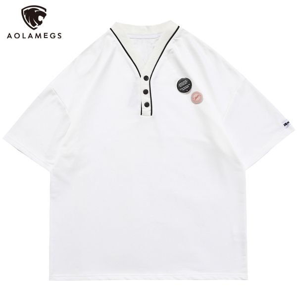 men's polos aolamegs t-neck solid male shirt beautiful baggy emblem casual sports style harajuku simple all-match streetwear summer, White;black
men's polos aolamegs t-neck solid male shirt beautiful baggy emblem casual sports style harajuku simple all-match streetwear summer, White;black