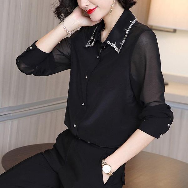 women's blouses & shirts spring long sleeve blouse elegant sequin female shirt black rayon silk office fashion casual lady clothing, White
women's blouses & shirts spring long sleeve blouse elegant sequin female shirt black rayon silk office fashion casual lady clothing, White