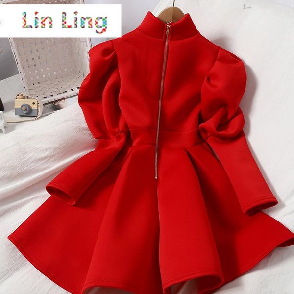 casual dresses linling fashion for women vintage turtleneck puff sleeve zipper vestidos korean solid robe autumn 2021 chic dress, Black;gray
casual dresses linling fashion for women vintage turtleneck puff sleeve zipper vestidos korean solid robe autumn 2021 chic dress, Black;gray