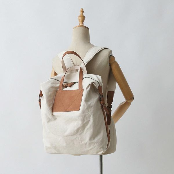 backpack style canvas with cowhide bag of men and women suitable for shoulder rucksack simple comfortable travel
backpack style canvas with cowhide bag of men and women suitable for shoulder rucksack simple comfortable travel
