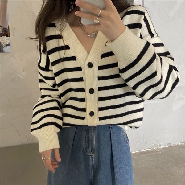 women's knits & tees thickened striped knitwear wool jum, White
women's knits & tees thickened striped knitwear wool jum, White
